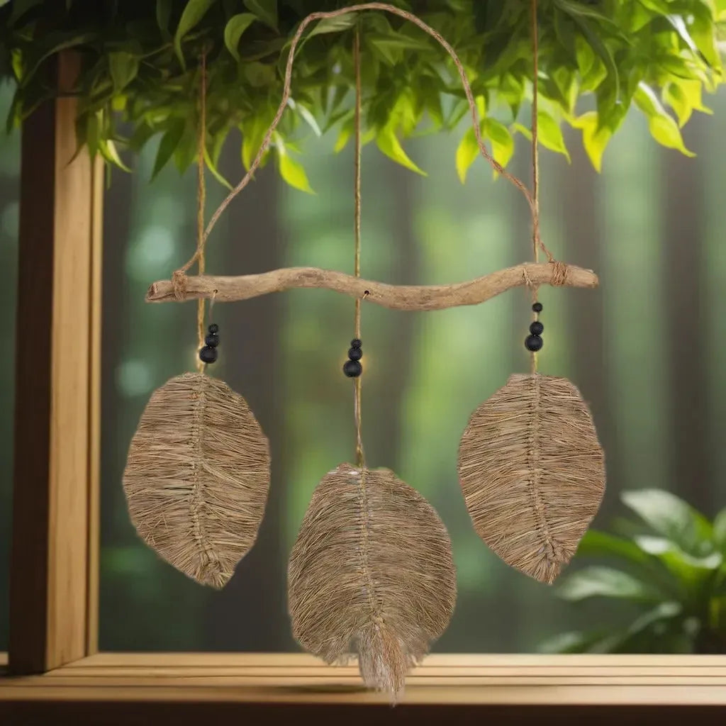 Ancient Wisdom Natural Wall Art -  Raffa Leaves - Handmade Seagrass Home Decor - Fairly Traded Home & Garden > Decor > Artwork > Posters, Prints, & Visual Artwork emmy-jane-boutique.myshopify.com
