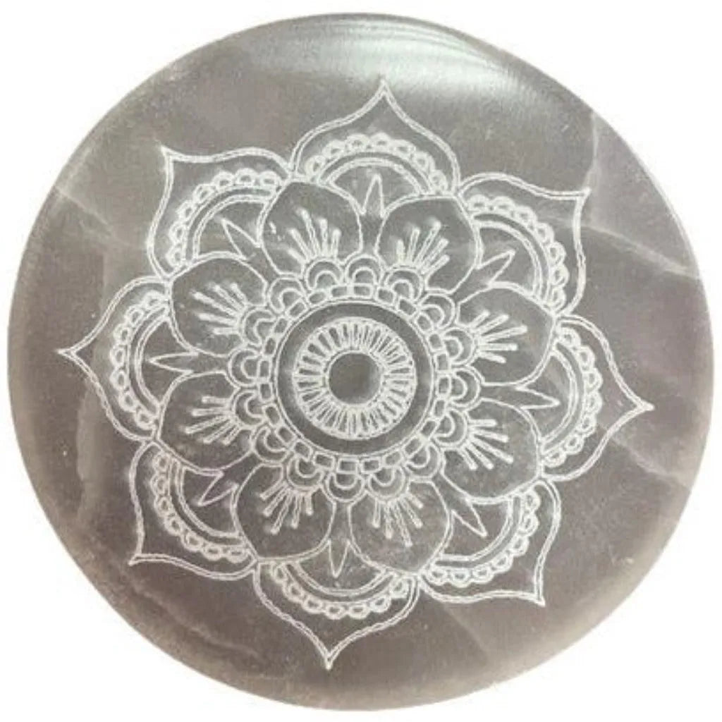 Ancient Wisdom Decorative Selenite Charging Plates  - Mandala Feng Shui or Natural Designs Home & Garden > Decor > Decorative Plates >Decorative Selenite Charging Plates emmy-jane-boutique.myshopify.com
