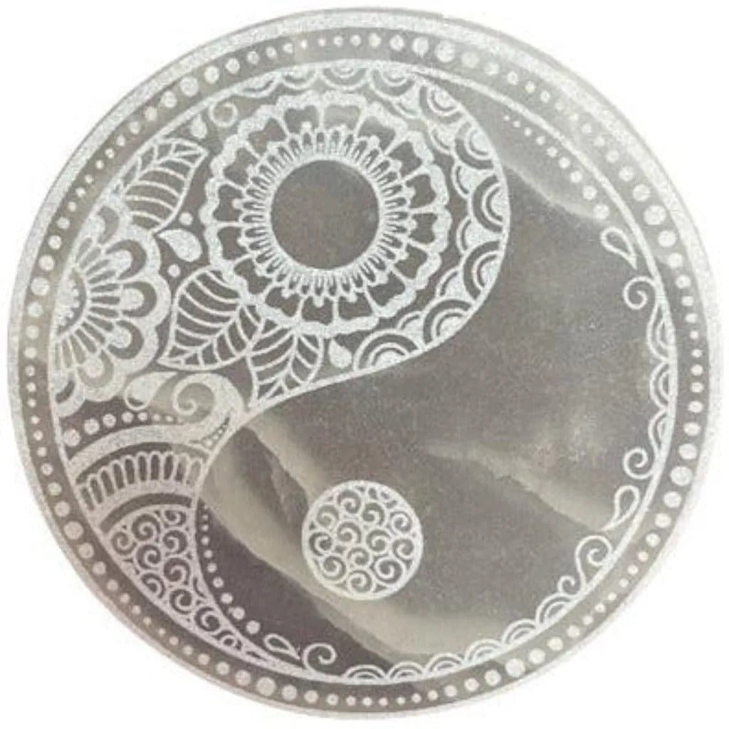 Ancient Wisdom Decorative Selenite Charging Plates  - Mandala Feng Shui or Natural Designs Home & Garden > Decor > Decorative Plates >Decorative Selenite Charging Plates emmy-jane-boutique.myshopify.com