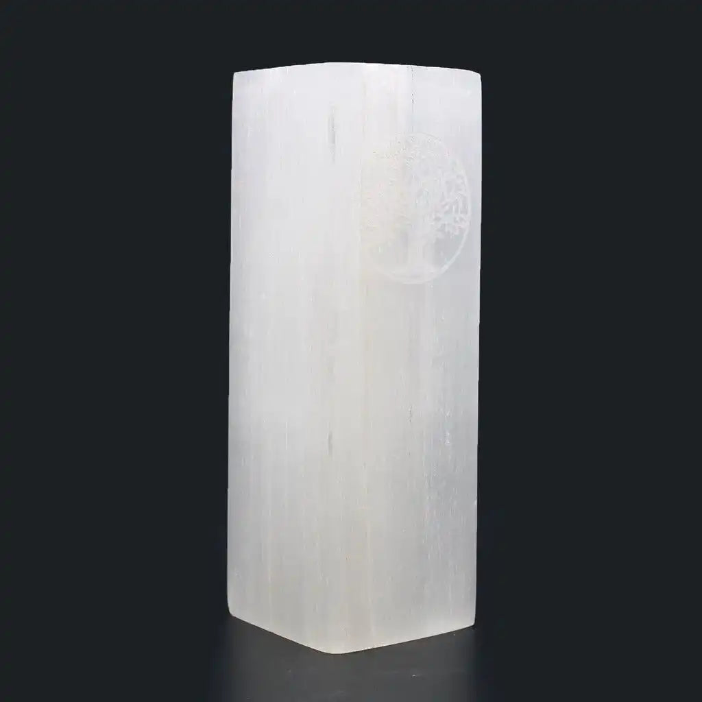 Emmy Jane Natural Selenite Stone Block Lamp - Tree of Life or Chakra - Fairly Traded Home & Garden > Lighting > Lamps > Natural Selenite Lamps emmy-jane-boutique.myshopify.com