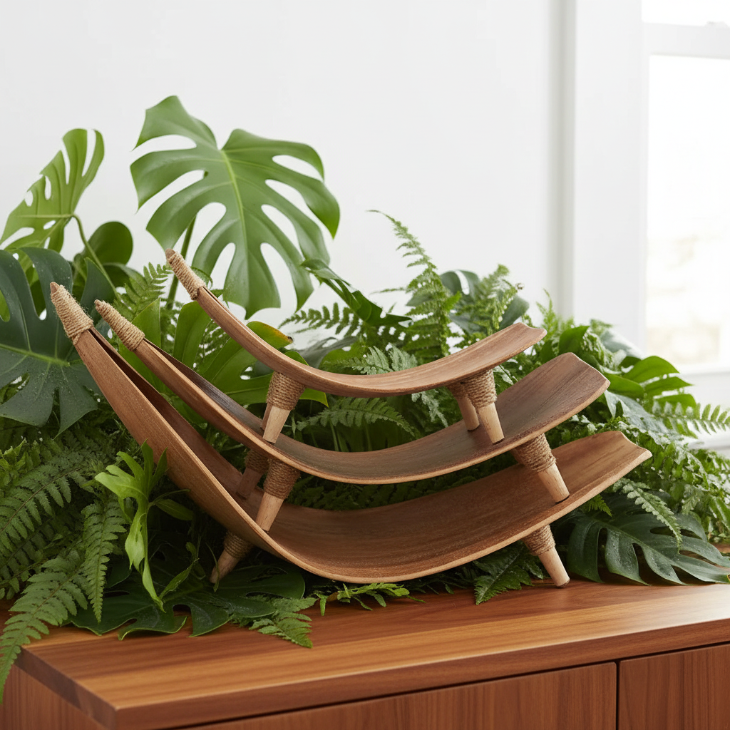 Natural Coconut Leaf Handmade Eco-Friendly Serving Platters Fruit Bowl - Set of 3