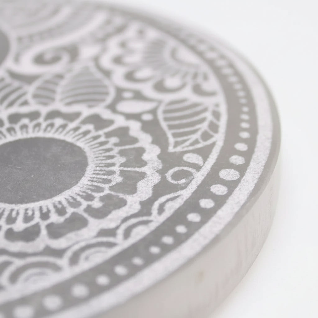 Ancient Wisdom Decorative Selenite Charging Plates  - Mandala Feng Shui or Natural Designs Home & Garden > Decor > Decorative Plates >Decorative Selenite Charging Plates emmy-jane-boutique.myshopify.com