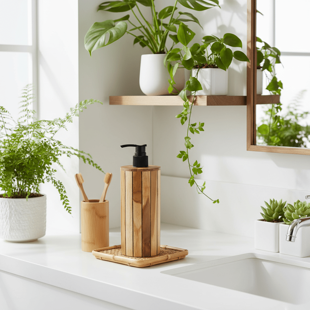 Wooden Soap Dispensers - Handmade Natural Coconut & Sustainable Teak Wood