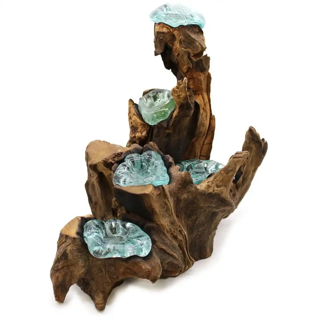 Ancient Wisdom Candle Holder Handmade Tealight Holder - Recycled Molton Glass on Gamel Wood Home & Garden > Decor > Home Fragrance Accessories > Candle Holders emmy-jane-boutique.myshopify.com