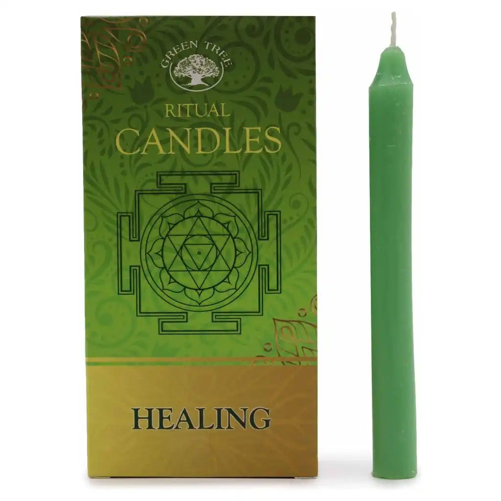Green Tree Spell Candles - Set of 10 - Positive Vibes - Indian Ritual Candles Home & Garden > Decor > Home Fragrances > Candles > Spell Candles emmy-jane-boutique.myshopify.com