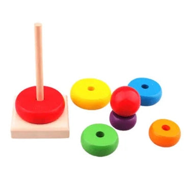 Emmy Jane Educational Wooden Rainbow Tower Stacking Rings Baby & Toddler > Baby Toys & Activity Equipment > Baby Activity Toys > Wooden Toys For Toddlers > Rainbow Stack Towers and Worm Puzzles emmy-jane-boutique.myshopify.com