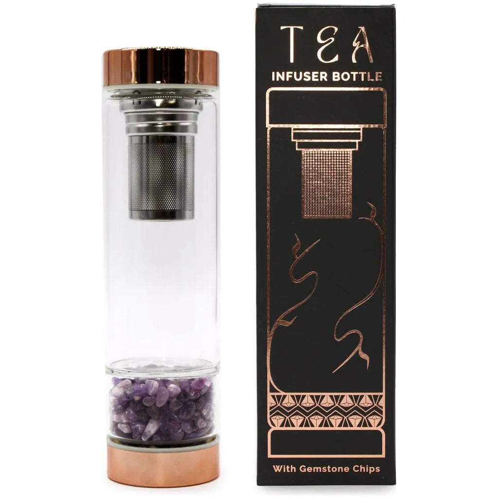 Ancient Wisdom Crystal Glass Tea Infuser Bottle - Glass Water Bottle with Gemstones Home & Garden > Kitchen & Dining > Tableware > Coffee Servers & Tea Pots > Tea Infuser bottles > Crystal Glass Tea Infuser Bottle emmy-jane-boutique.myshopify.com