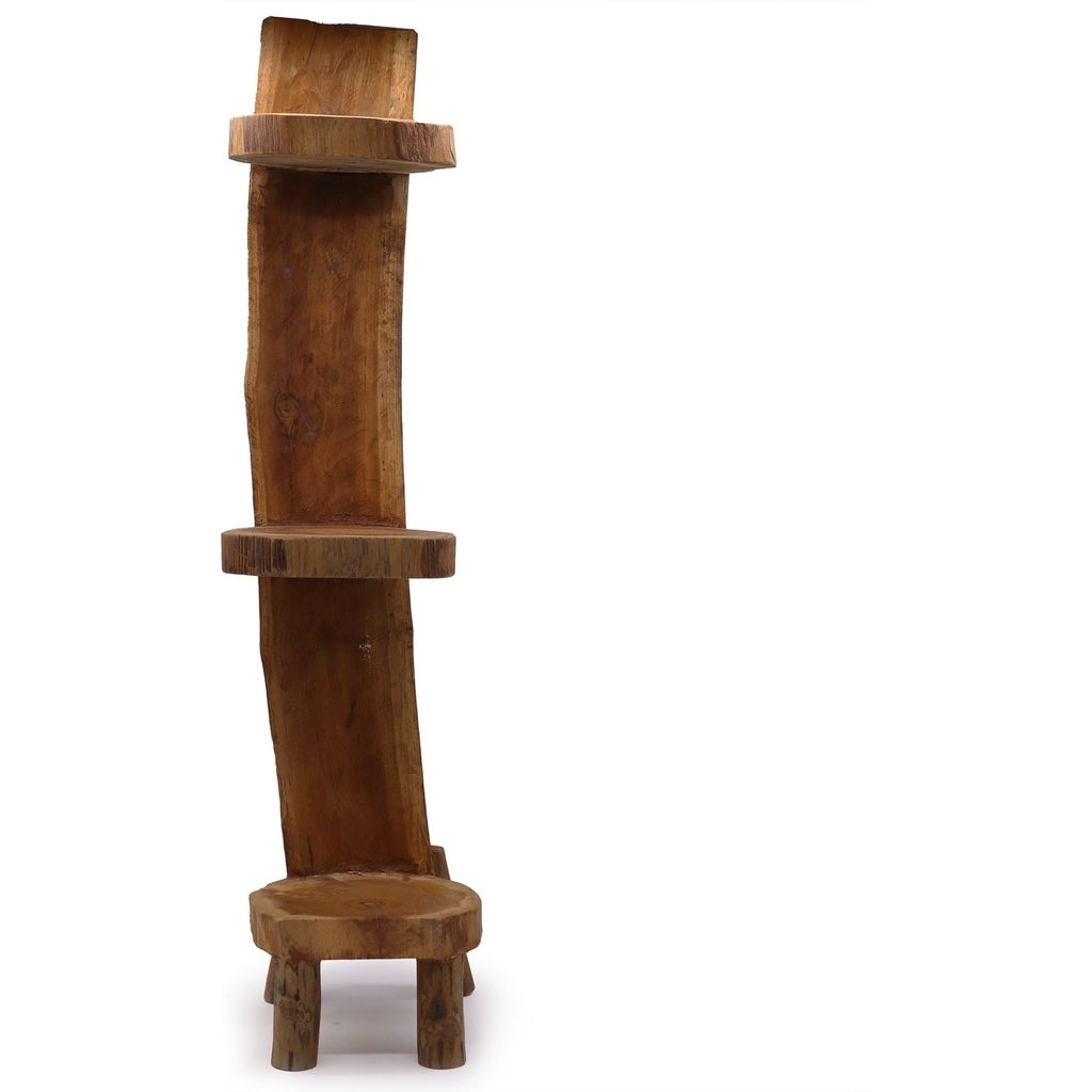 Emmy Jane Boutique Natural Wooden Display Stand - Rustic Teak Log Shelves