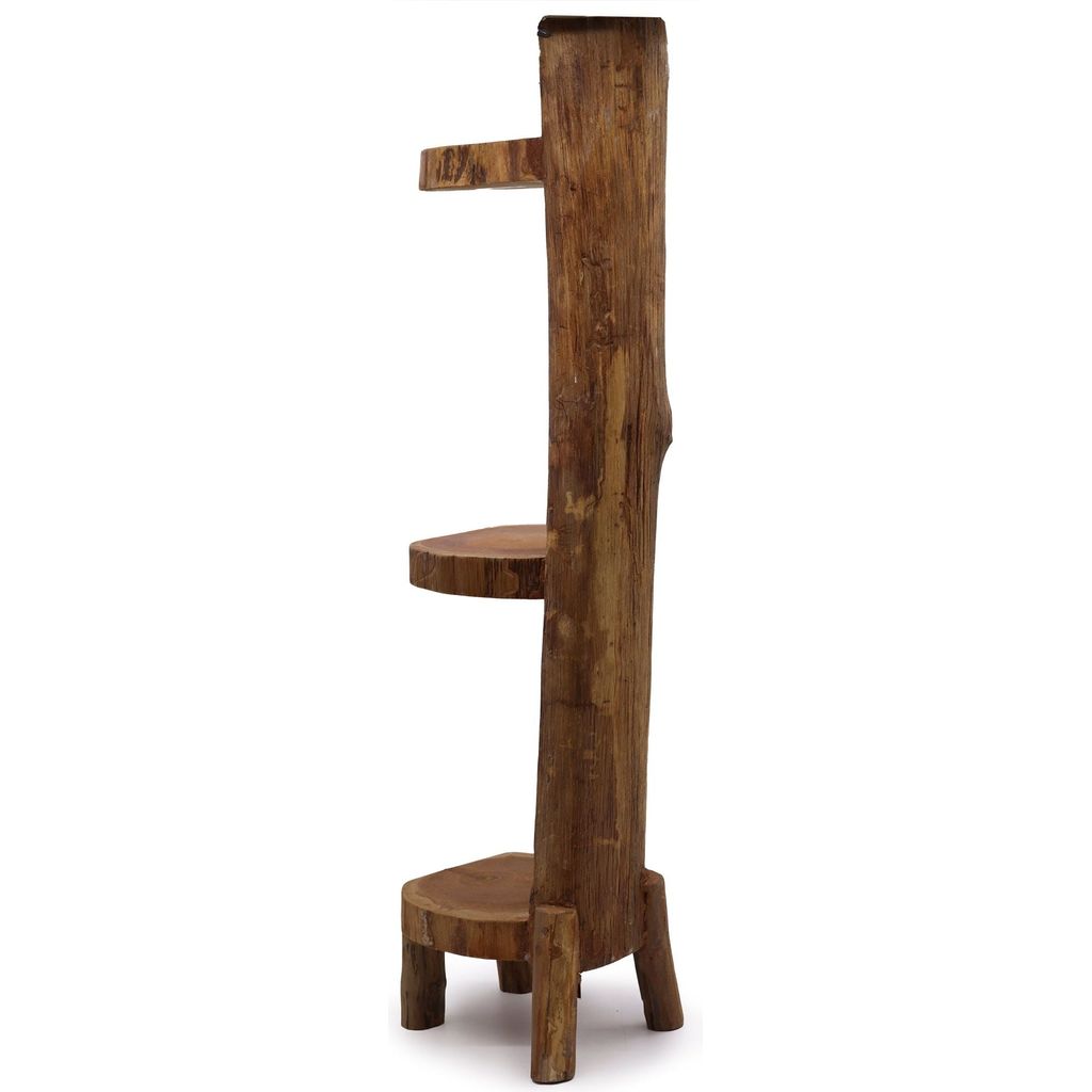 Emmy Jane Boutique Natural Wooden Display Stand - Rustic Teak Log Shelves