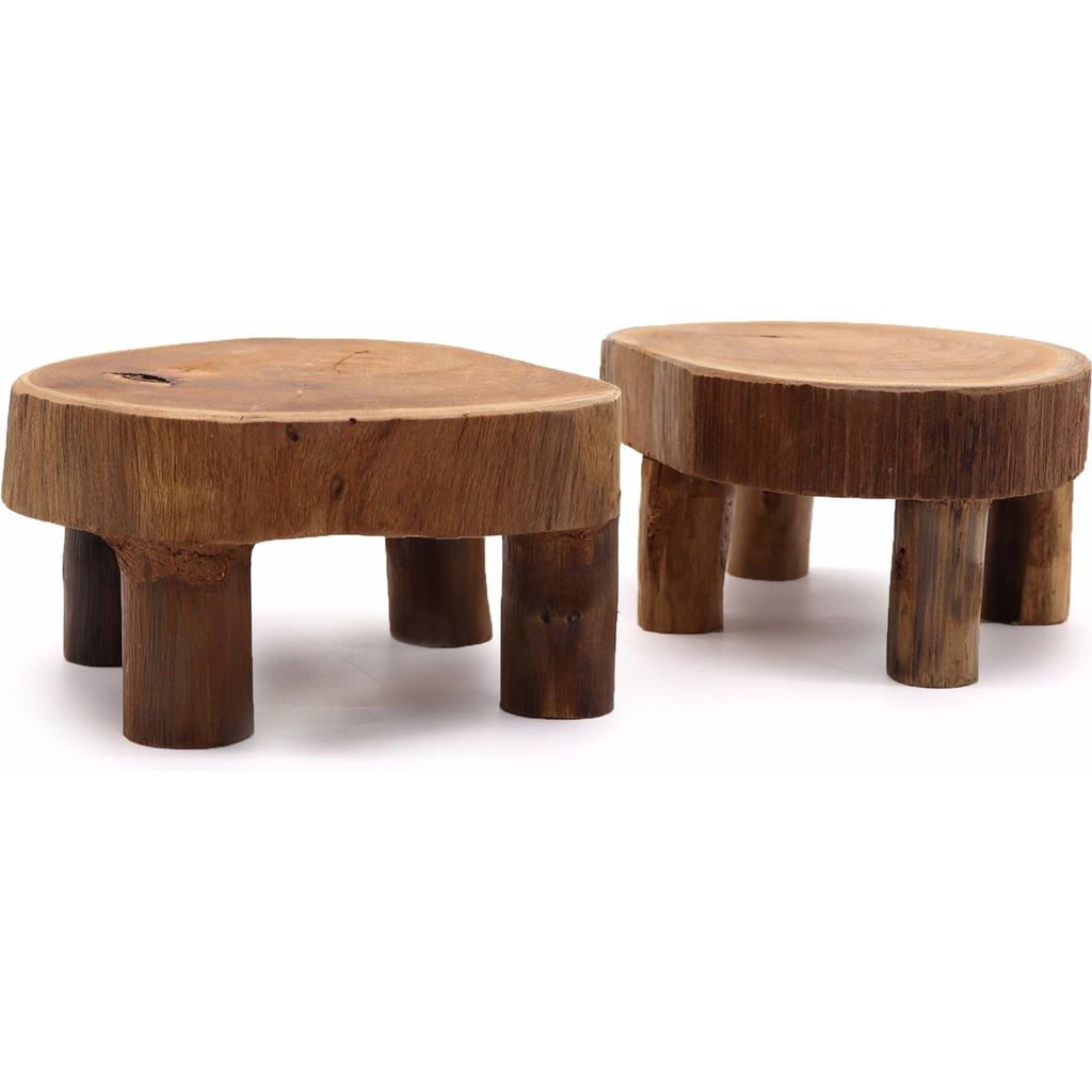 Emmy Jane Boutique Wooden Display Tables - Sustainable Natural Teak Wood - Set of 2 - 3 Sizes