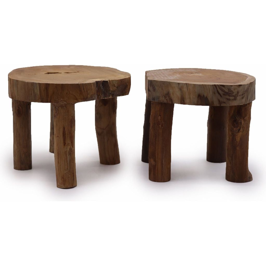 Emmy Jane Boutique Wooden Display Tables - Sustainable Natural Teak Wood - Set of 2 - 3 Sizes