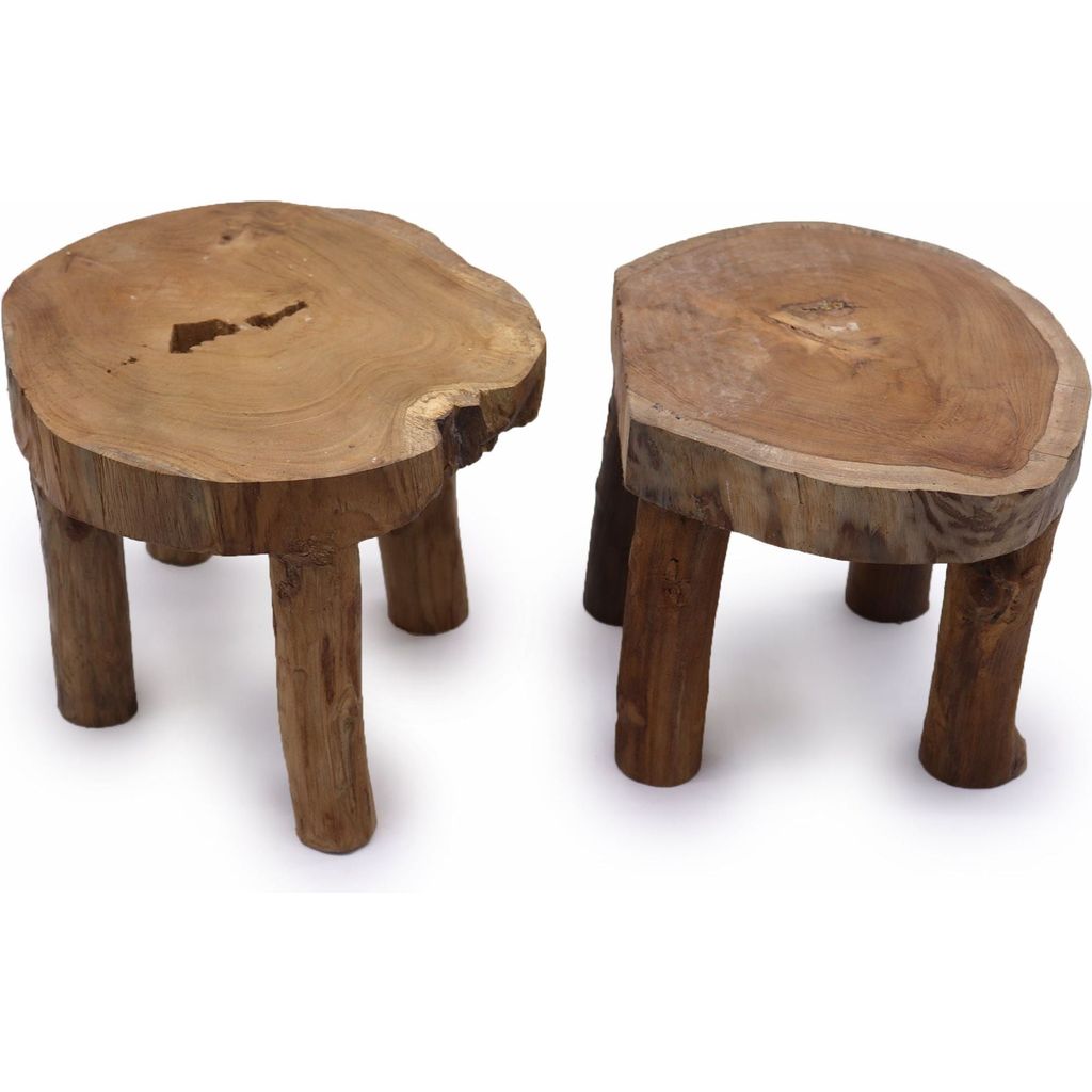 Emmy Jane Boutique Wooden Display Tables - Sustainable Natural Teak Wood - Set of 2 - 3 Sizes