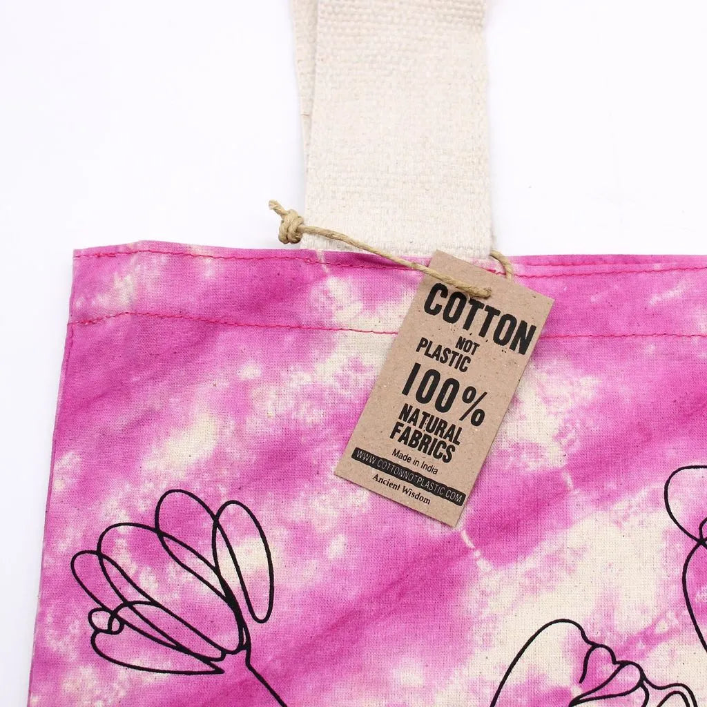 Ancient Wisdom Natural Tie-Dye Bags - Indian Cotton - Blue & Pink Shades Apparel & Accessories > Handbags, Wallets & Cases > Shopper Bags > Cotton Tote Bags > Tie Die Bags emmy-jane-boutique.myshopify.com