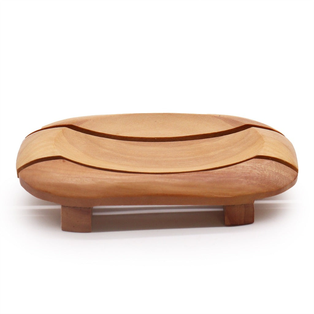 Emmy Jane Boutique Wooden Soap Dish - Classic Sustainable Mahogany Wood Grid Drainer Soap Dishes