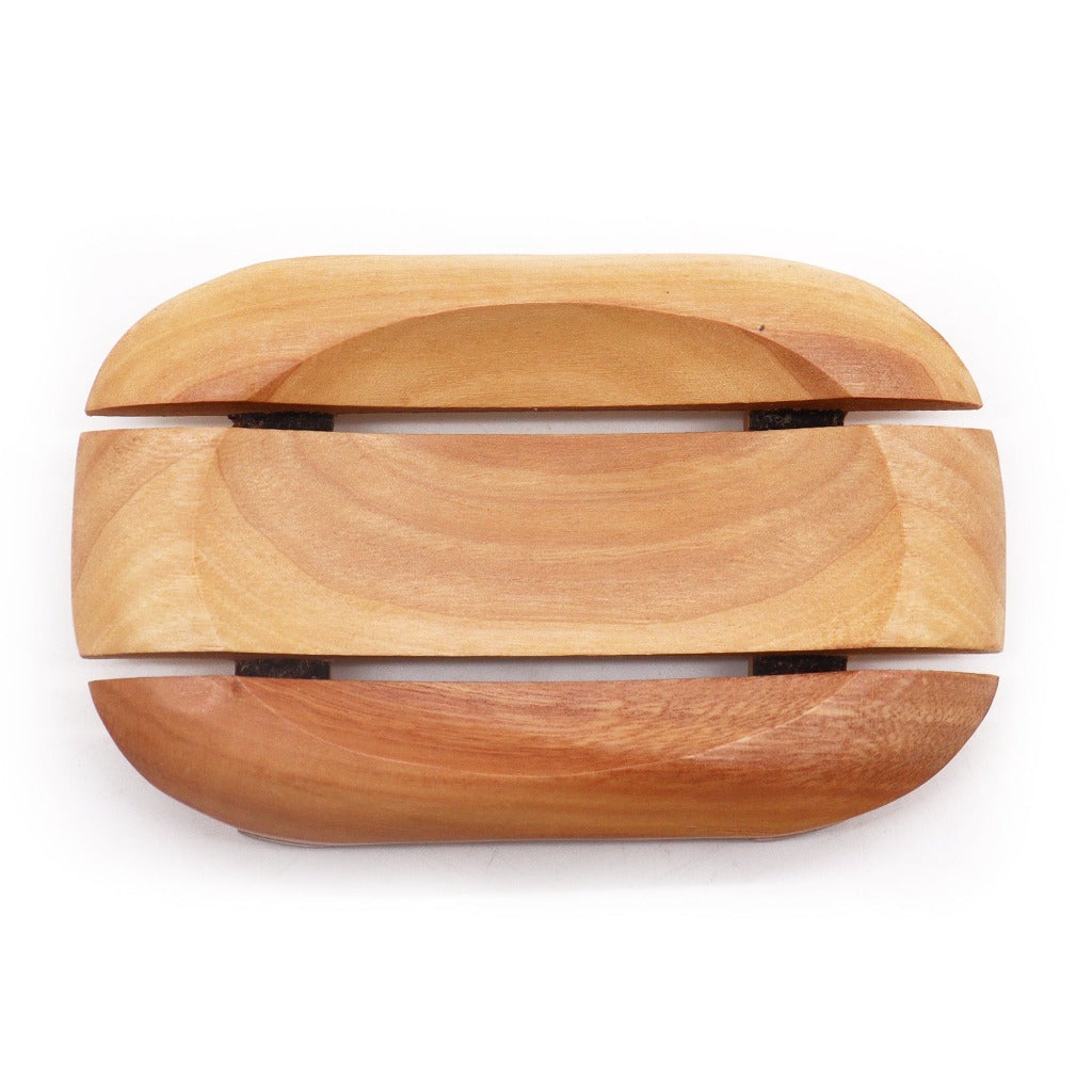 Emmy Jane Boutique Wooden Soap Dish - Classic Sustainable Mahogany Wood Grid Drainer Soap Dishes