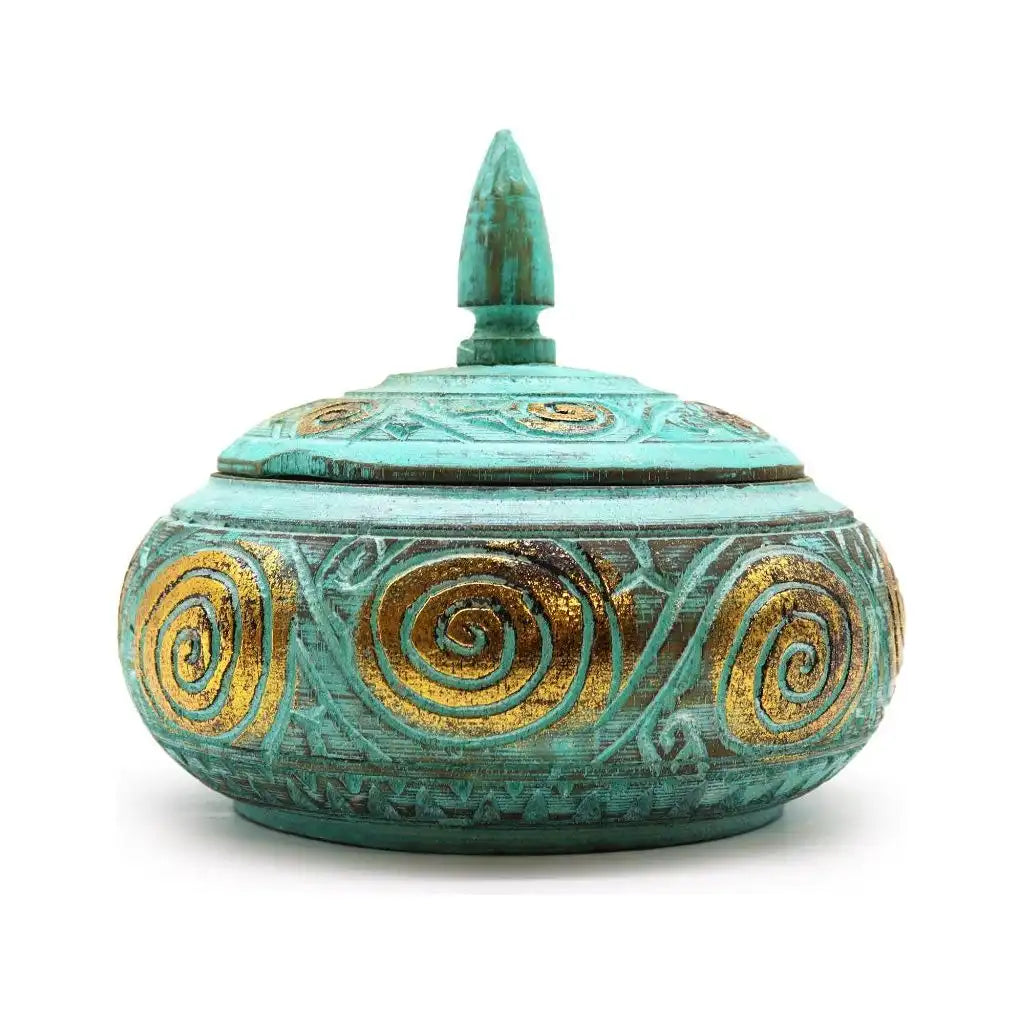 Ancient Wisdom Wooden Trinket Dish Jar Tray with Lid - Handmade & Fairly Traded Home & Garden > Household Supplies > Storage & Organisation > Household Storage Containers > Decorative Wooden Storage Jars emmy-jane-boutique.myshopify.com