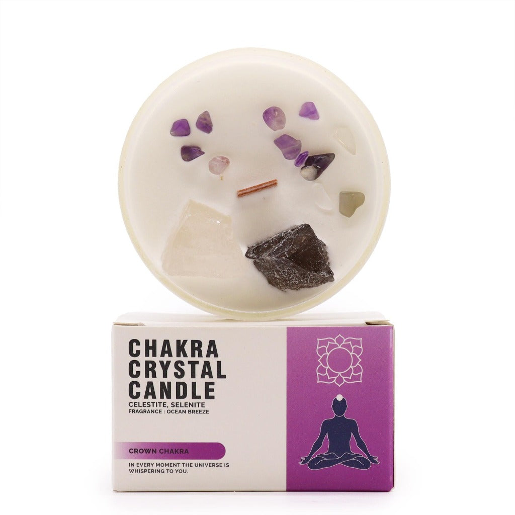 Crystal Candles - Chakra - Scented Soy Wax Jar Candles Infused With Gemstones