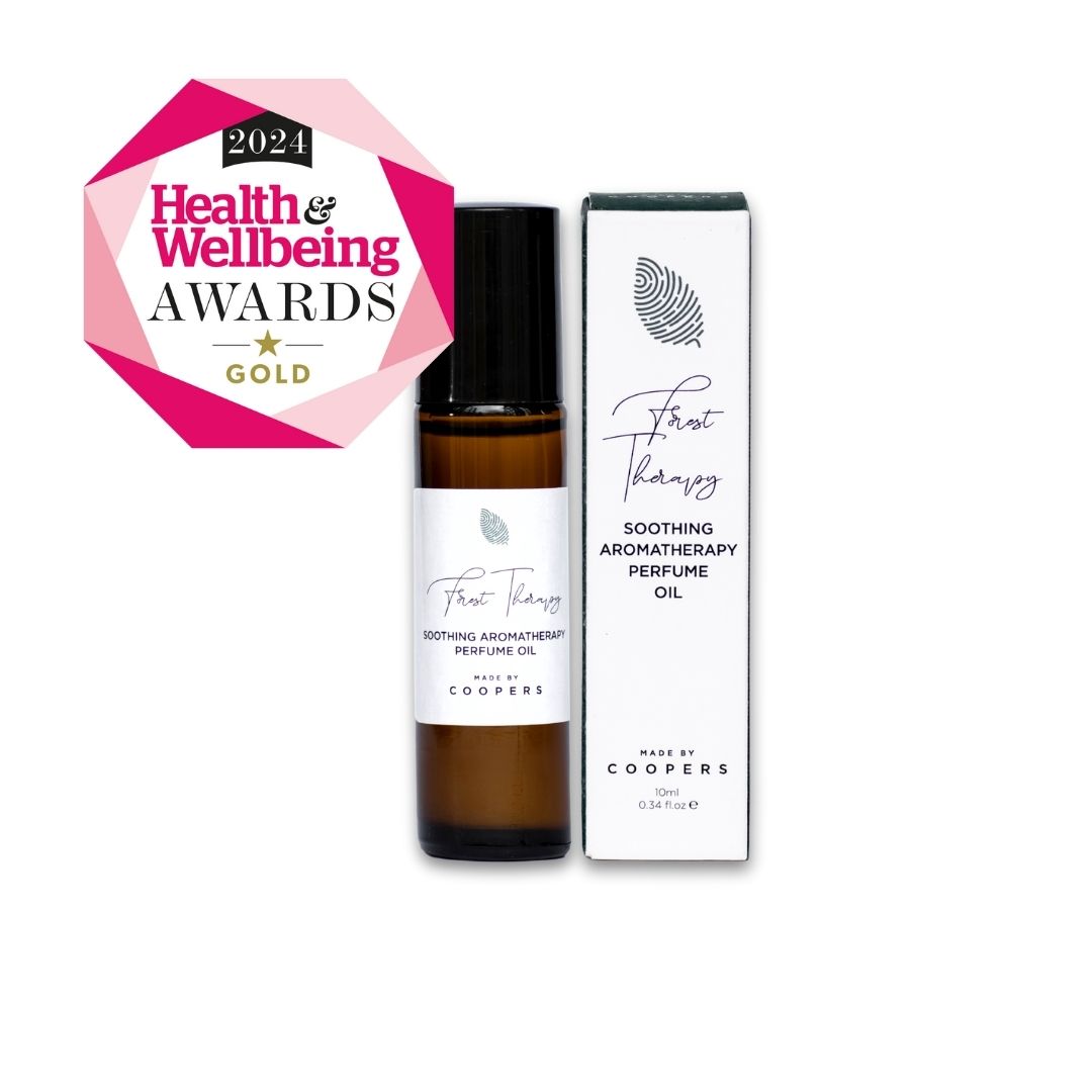 Coopers Soothing Aromatherapy Perfume Oil with packaging and 2024 Health & Wellbeing Awards Gold badge.