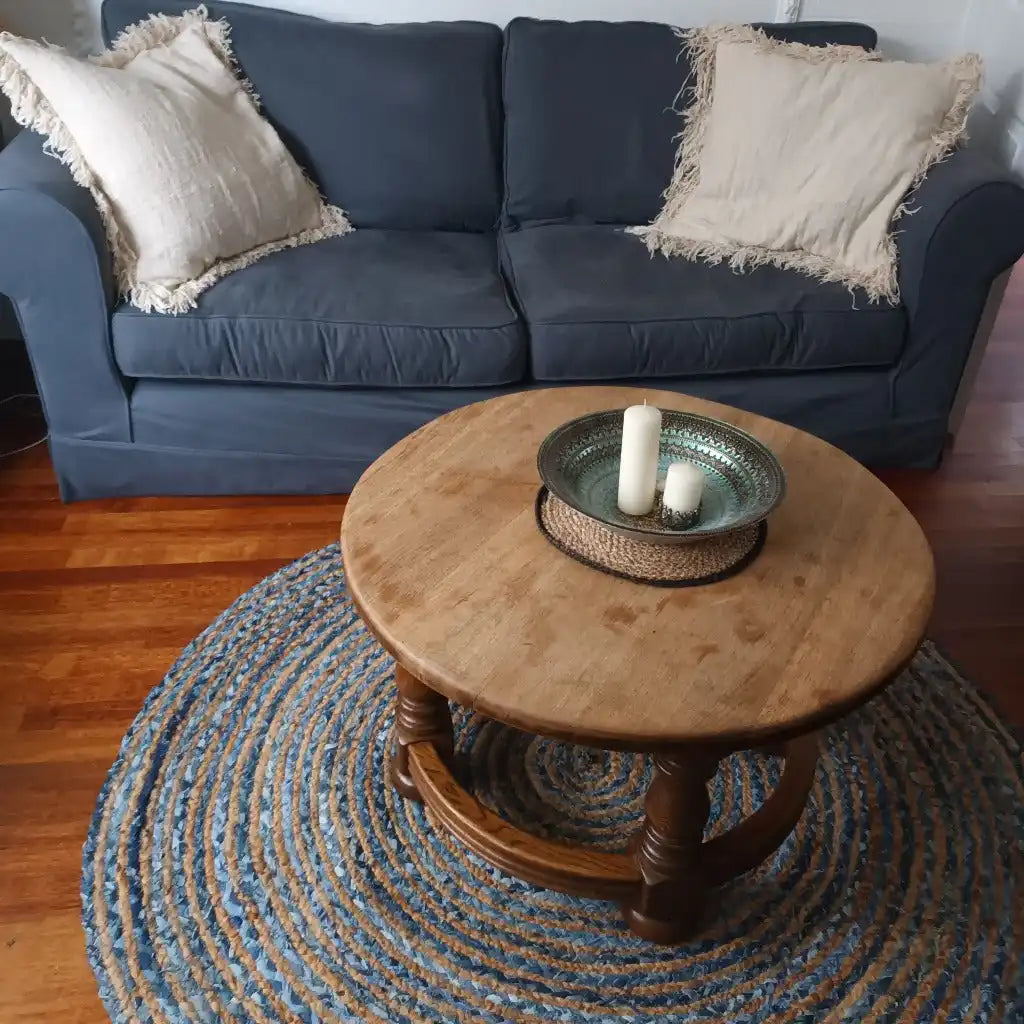 AW Artisan Eco-Friendly Rugs - Sustainable Jute & Recycled Denim - Fairly Traded - 3 Sizes Home & Garden > Decor > Rugs > Round Jute and Recycled Cotton Rugs > Eco-Friendly Rugs emmy-jane-boutique.myshopify.com
