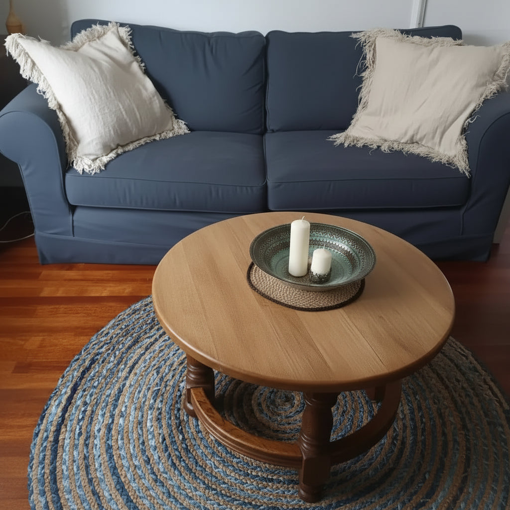 AW Artisan Eco-Friendly Rugs - Sustainable Jute & Recycled Denim - Fairly Traded - 3 Sizes Home & Garden > Decor > Rugs > Round Jute and Recycled Cotton Rugs > Eco-Friendly Rugs emmy-jane-boutique.myshopify.com