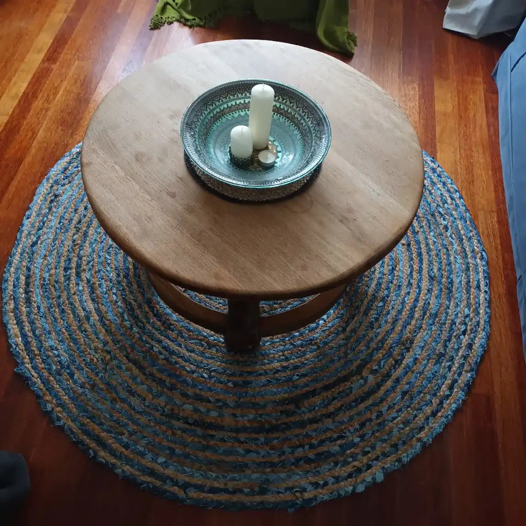 AW Artisan Eco-Friendly Rugs - Sustainable Jute & Recycled Denim - Fairly Traded - 3 Sizes Home & Garden > Decor > Rugs > Round Jute and Recycled Cotton Rugs > Eco-Friendly Rugs emmy-jane-boutique.myshopify.com