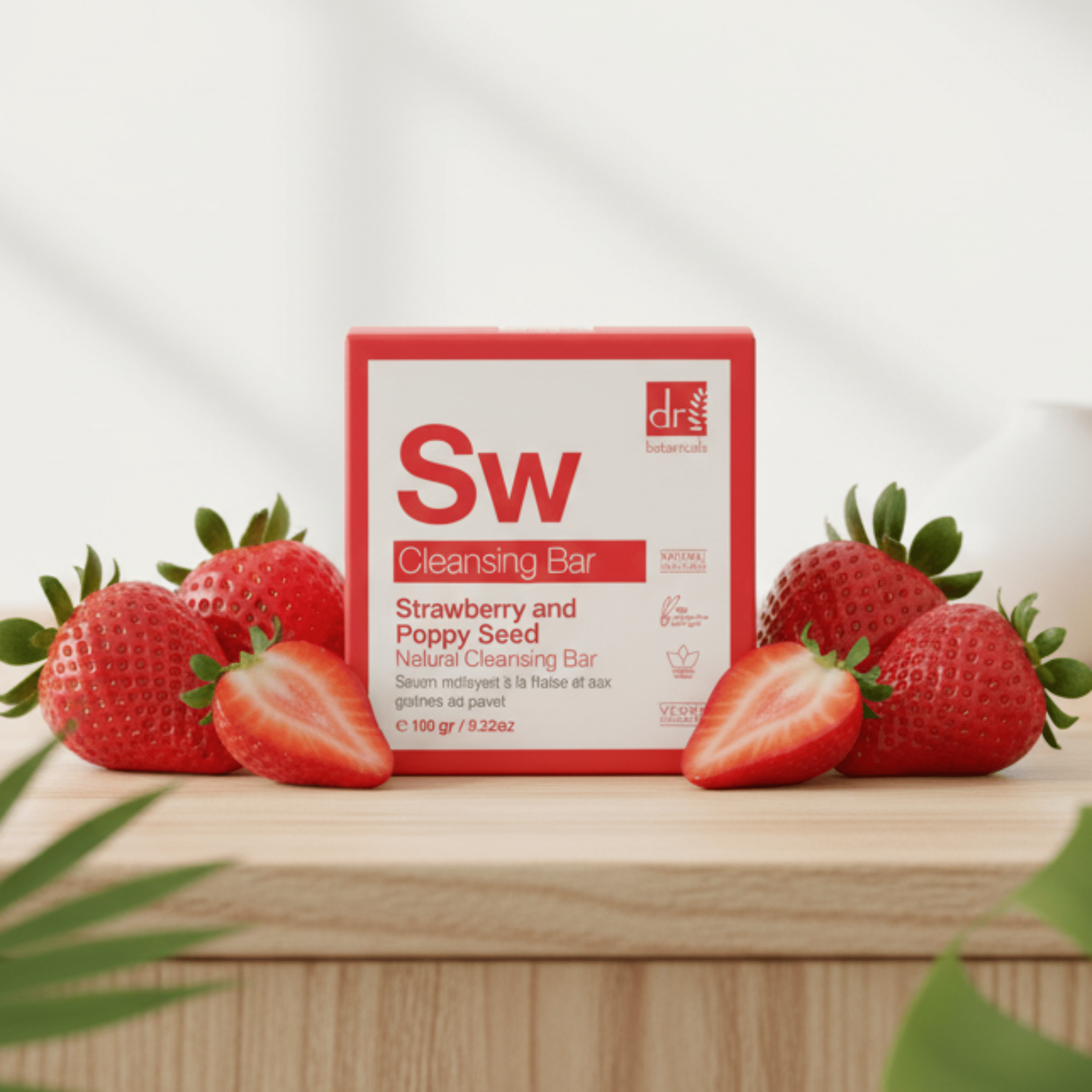 Dr Botanicals Natural Cleansing Bar - Strawberry And Poppy Seed