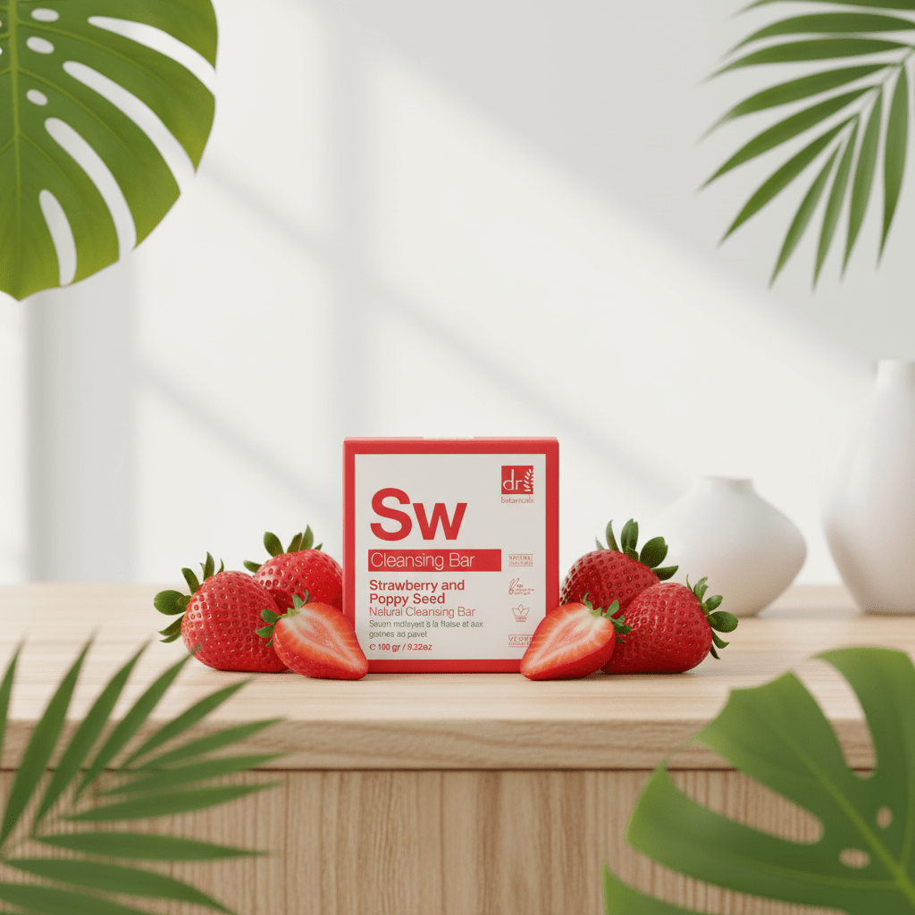 Dr Botanicals Natural Cleansing Bar - Strawberry And Poppy Seed