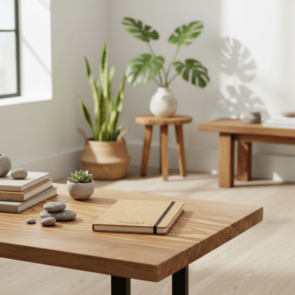 Eco-Friendly Cork Notebook Lined A5 Elastic Closure