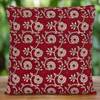 Hand Block Print Cotton Cushion Cover - Red Floral Vine Bagh