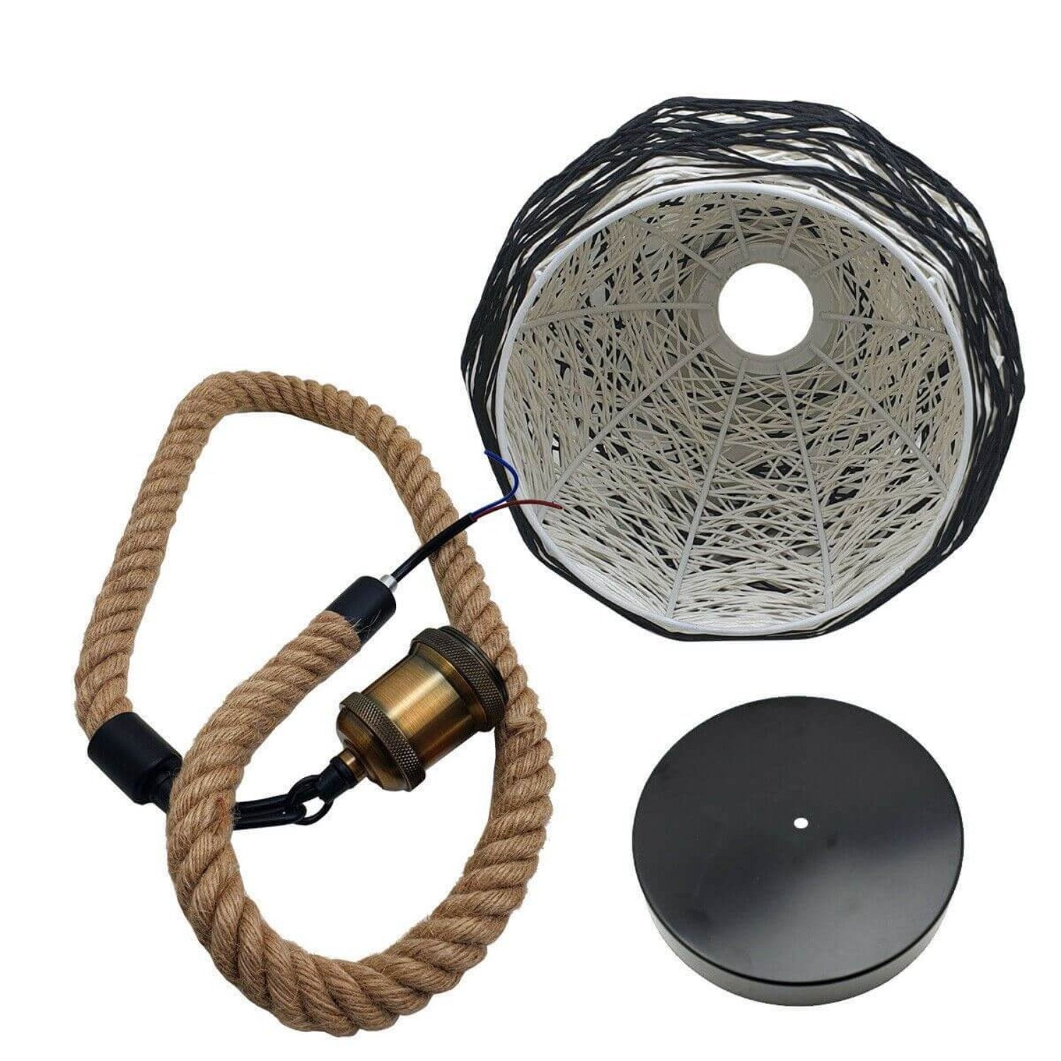 Rattan Ceiling Light lamp Hanging Hemp Rope Pendant Lamp Shade~1333-8