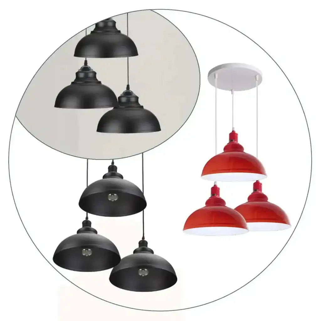 LEDSone 3 Ceiling lamp Pendant Cluster Light Modern Light Fitting Red/Black Lampshades Home & Garden > Lighting > Lighting Fixtures > Ceiling Light Fixtures > 3 Ceiling lamp Pendant Cluster Light emmy-jane-boutique.myshopify.com