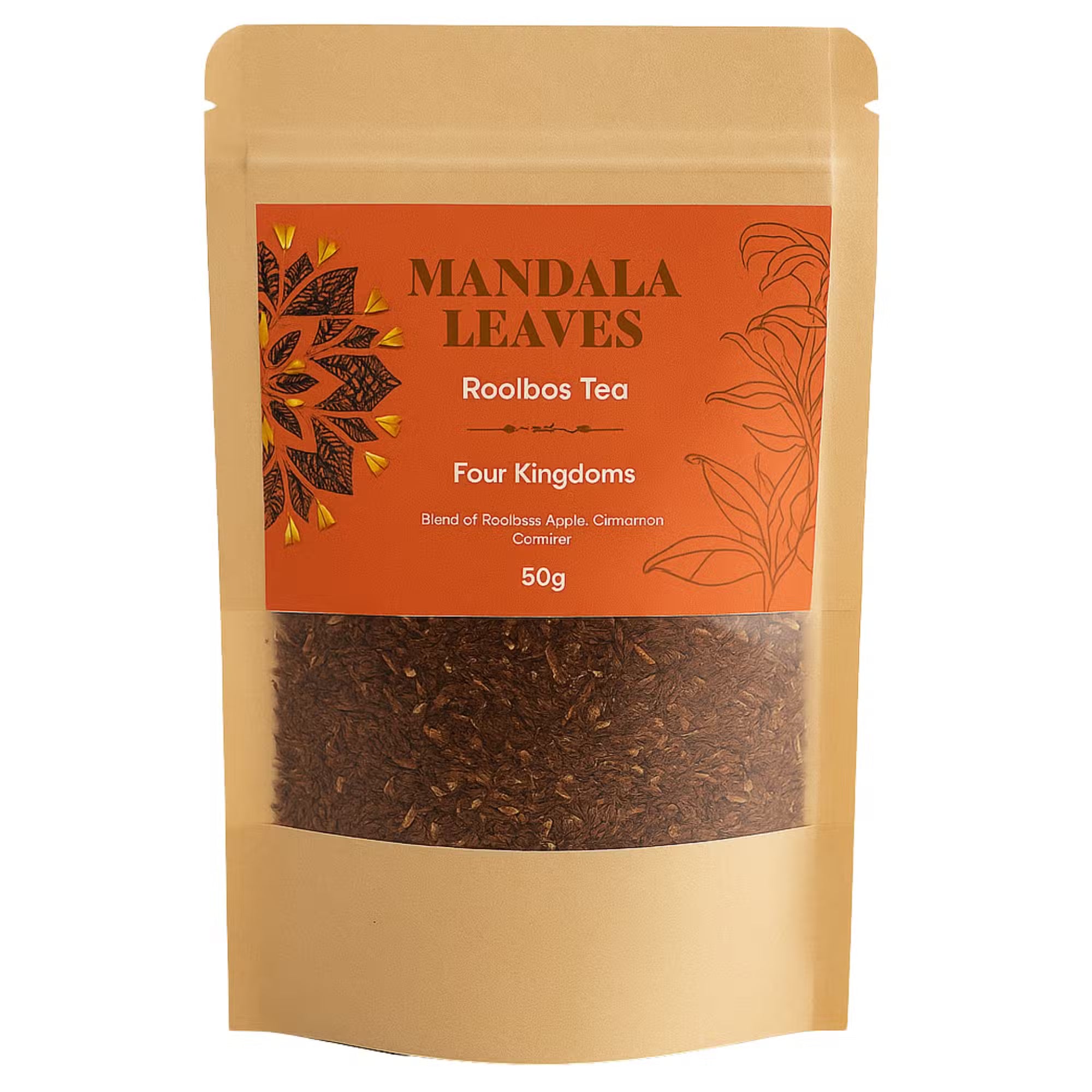 Mandala Leaves Rooibos Tea package on a white background