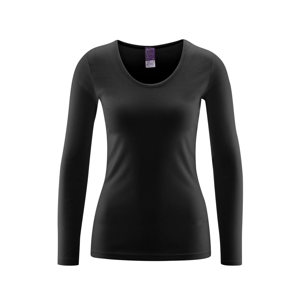 Black long-sleeve shirt on a transparent background