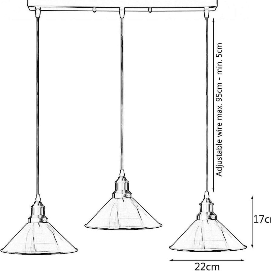 Industrial Pendant Light with 3 Heads Cone Style Chandelier ~1301-39