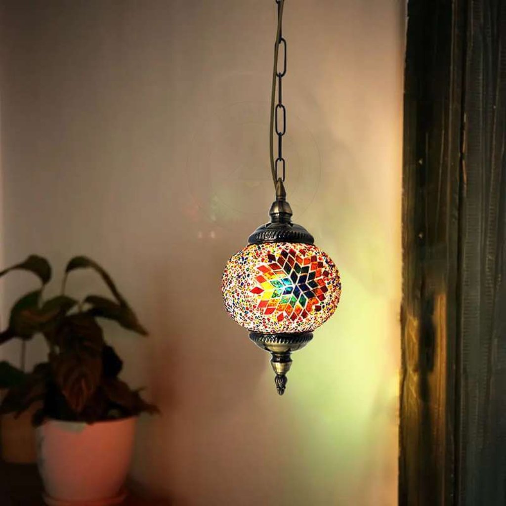 Turkish Mosaic Tiles Glass Pendant Light Fixture Globe Shape~4910-7