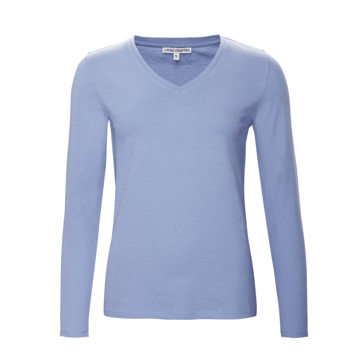 Light blue long-sleeve shirt on a white background