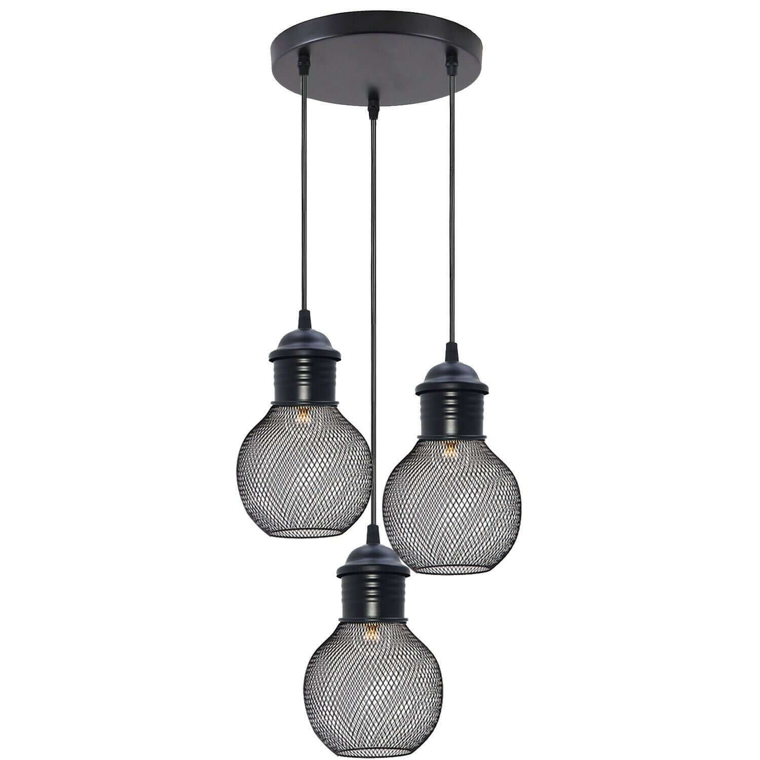 3Head Modern Vintage Industrial Retro Loft Cage Ceiling Lamp Shade Pendant Light~1325-1