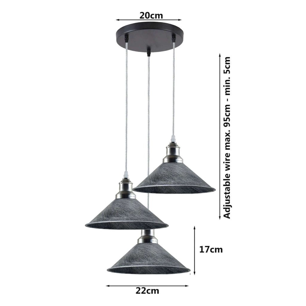 3 Cluster Pendant Light Industrial Vintage Hanging Lamp Loft Indoor Chandelier~1302-9