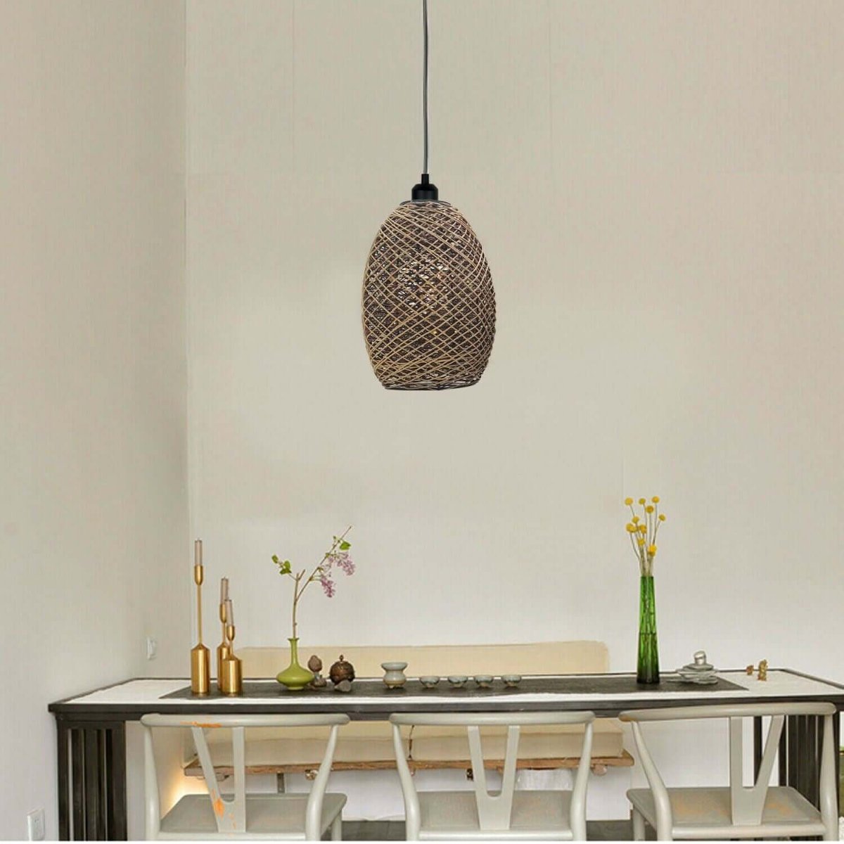 Rattan Wicker Ceiling Pendant Light Shade Hanging Light Antique décor Lampshade~1334-16