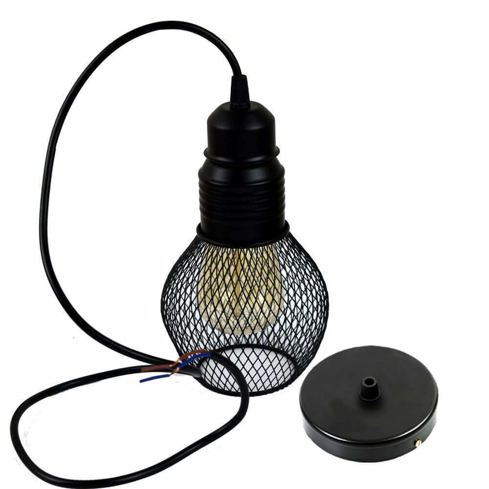 modern ceiling pendant lamp cage fitting black small vintage light~1352-1