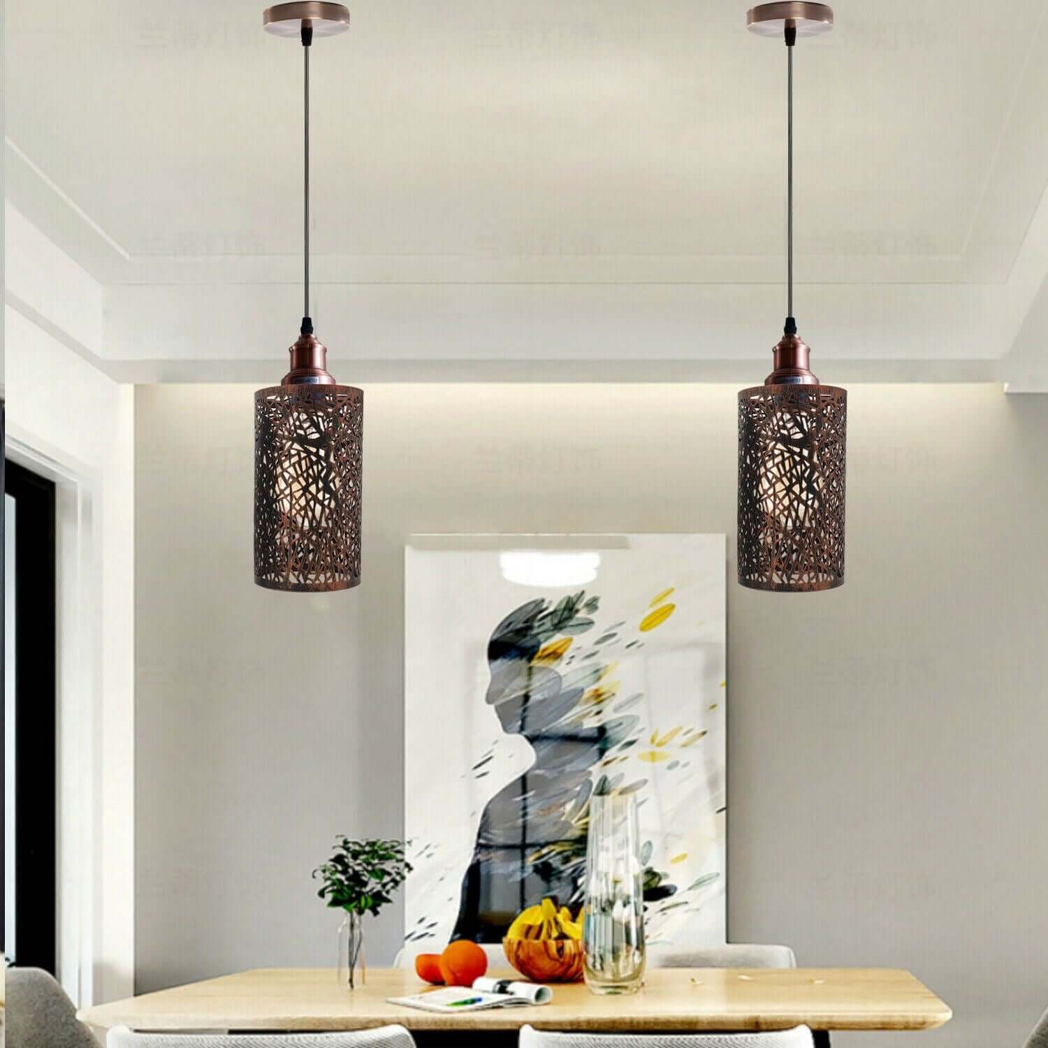 Modern Metal Cage Ceiling Lamp Shade Pendant Light with 95cm Adjustable Cable~1308-8