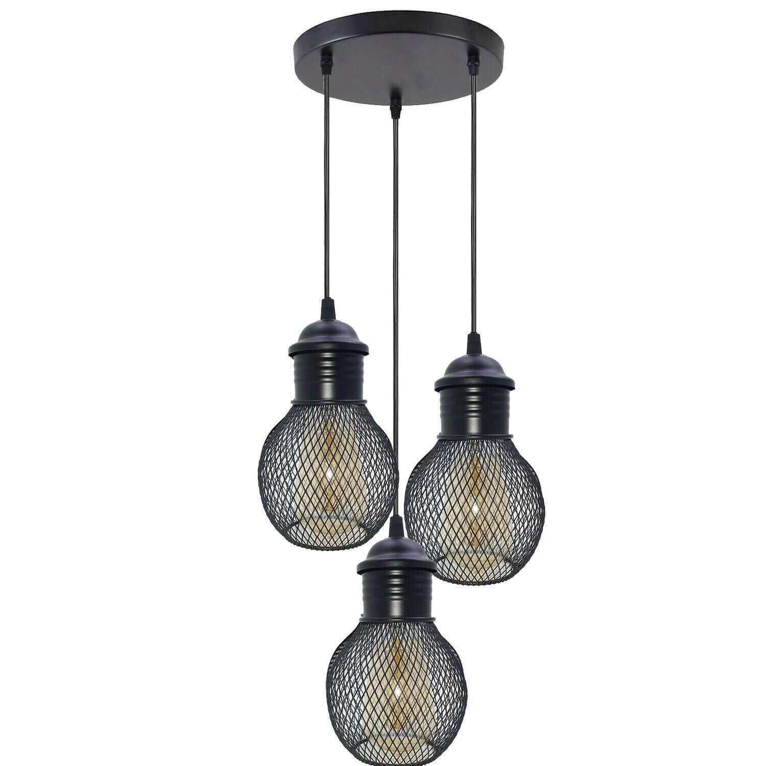 3Head Modern Vintage Industrial Retro Loft Cage Ceiling Lamp Shade Pendant Light~1325-7