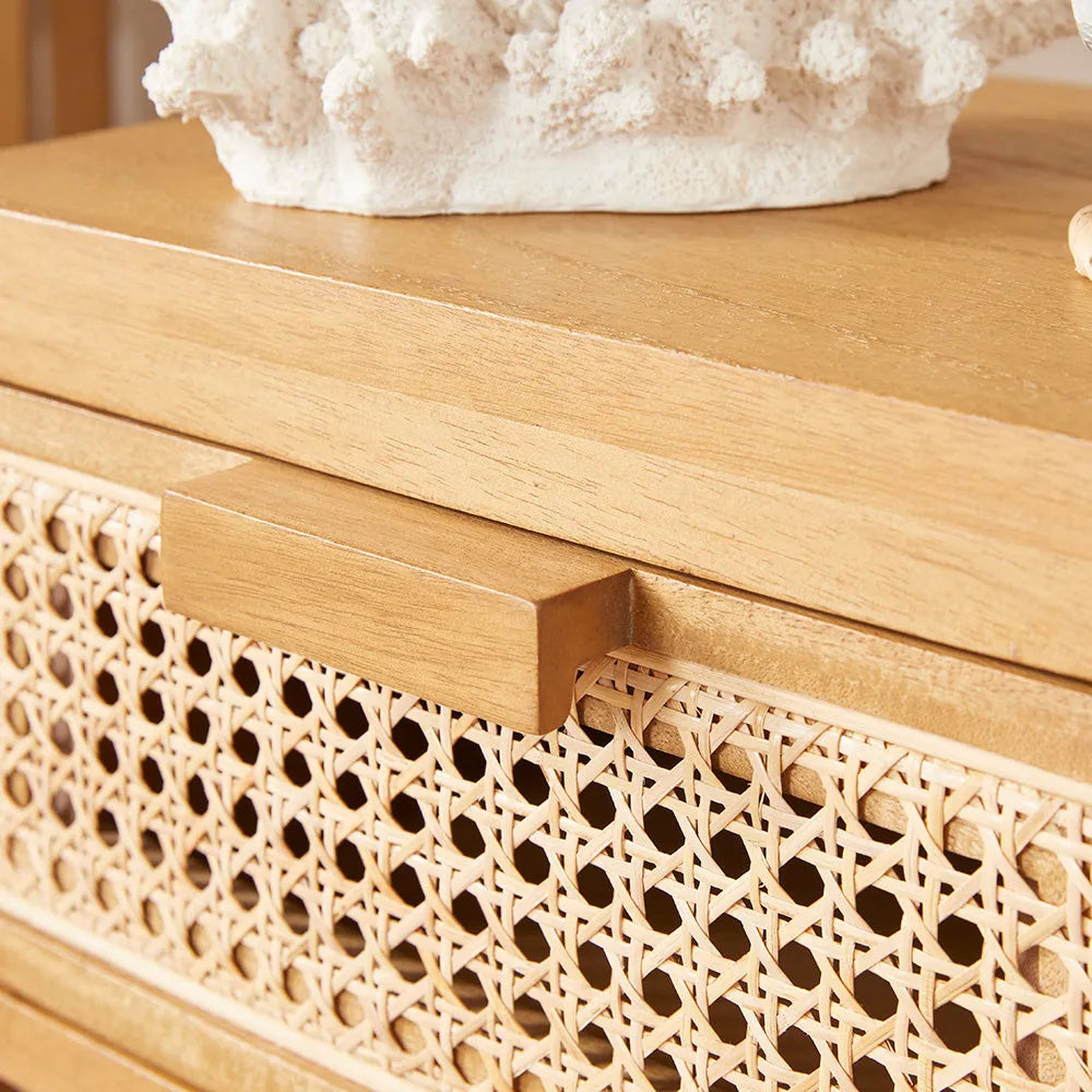Fishe and Lilly Solid Wooden Nightstand Bali Rattan Bedside Table with 1 Drawer Furniture > Tables > Nightstands > Wooden Bedside Table > Natural Rattan Homeware > Bali Rattan Bedside Table with 1 Drawer emmy-jane-boutique.myshopify.com