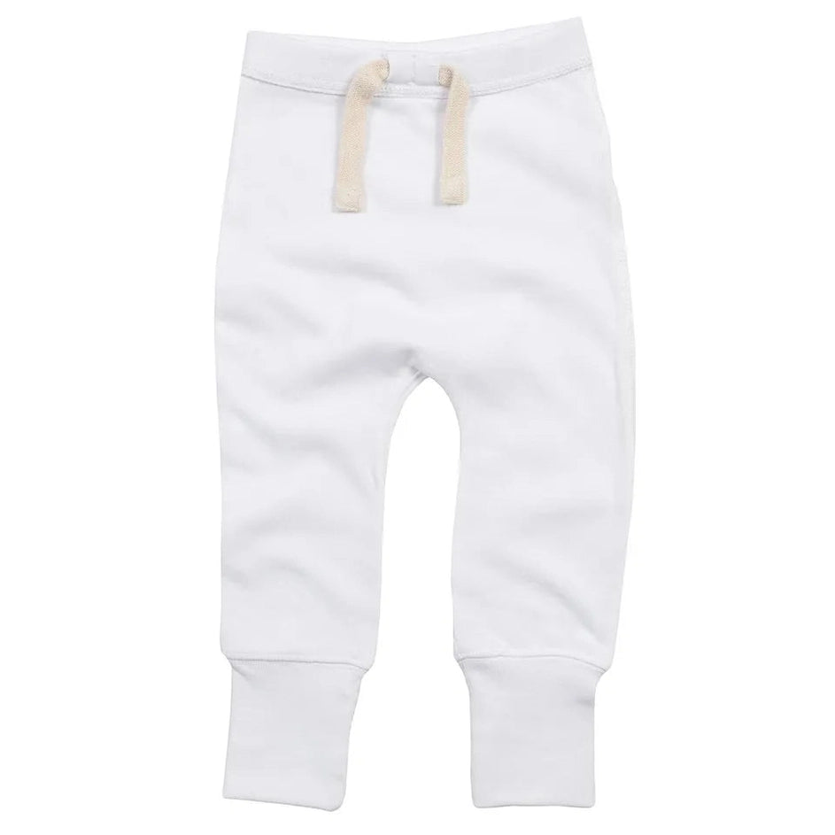 White baby pants with a drawstring on a white background