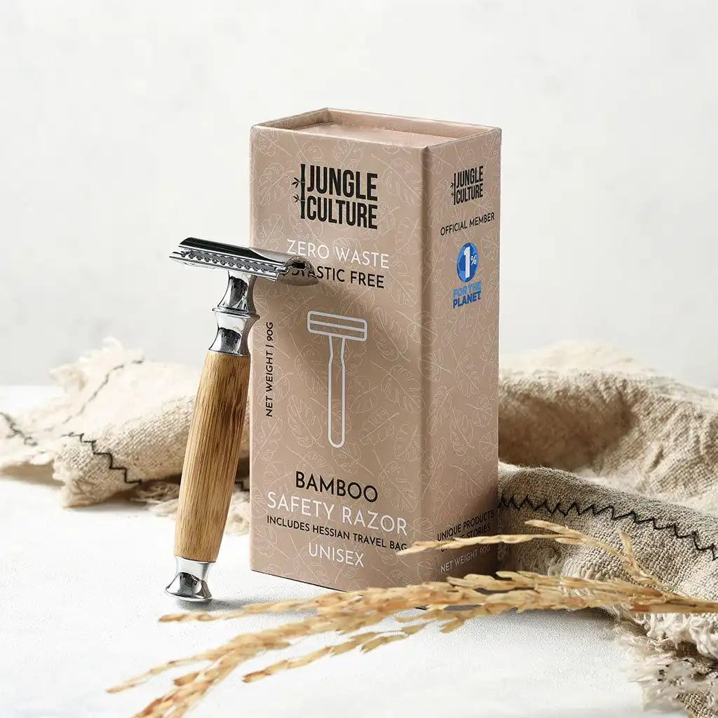 Jungle Culture Eco Bamboo Safety Razor -  Reusable Bamboo Razor & Jute Travel Bag Health & Beauty > Personal Care > Shaving & Grooming > Razors & Razor Blades > Eco-Friendly Razors > Zero Waste Razors emmy-jane-boutique.myshopify.com