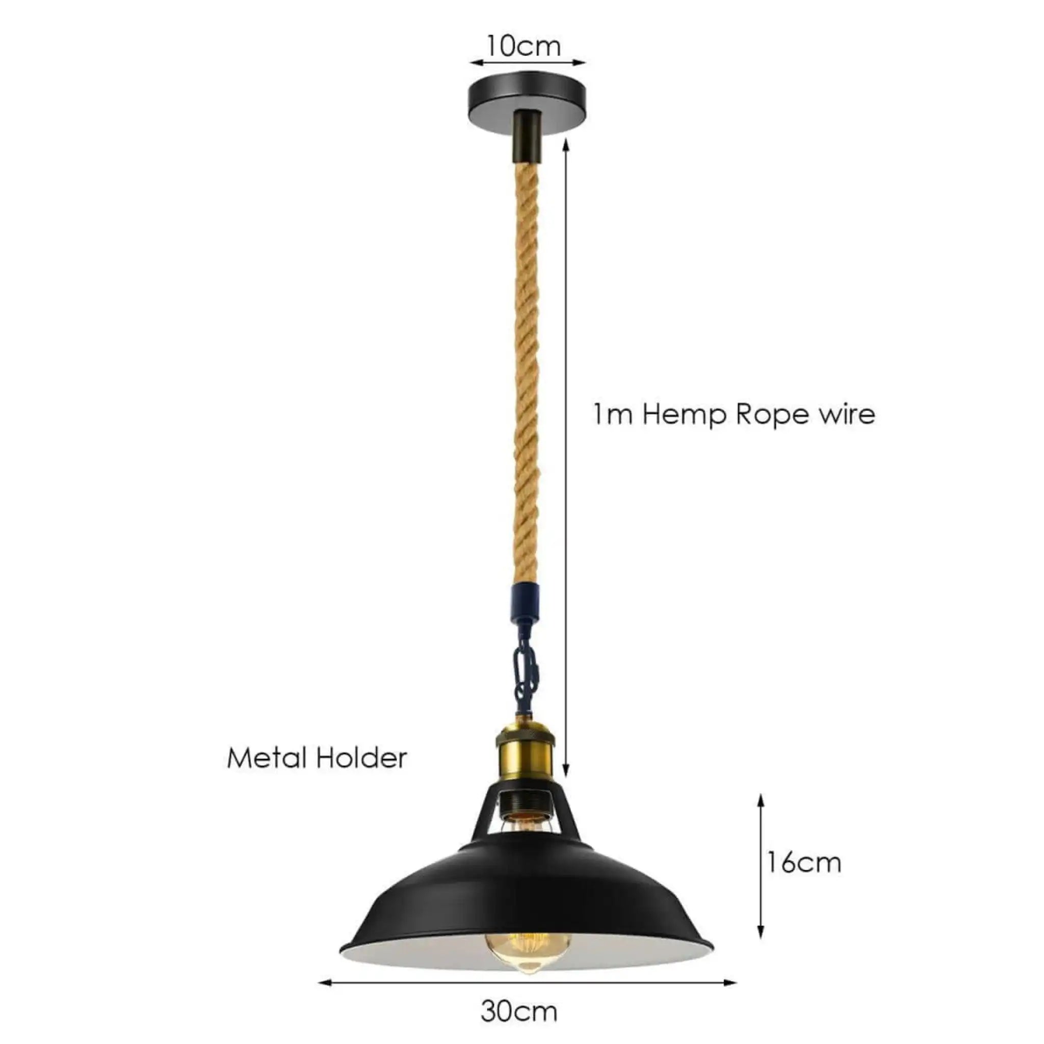 LEDSone UK Ltd Ceiling Lights Black Metal Ceiling Pendant Light Hemp Rope Home & Garden > Lighting > Lighting Fixtures > Ceiling Light Fixtures > Ceiling Lights Black > Metal Ceiling Lights > Pendant Lights > Hemp Rope Lights emmy-jane-boutique.myshopify.com
