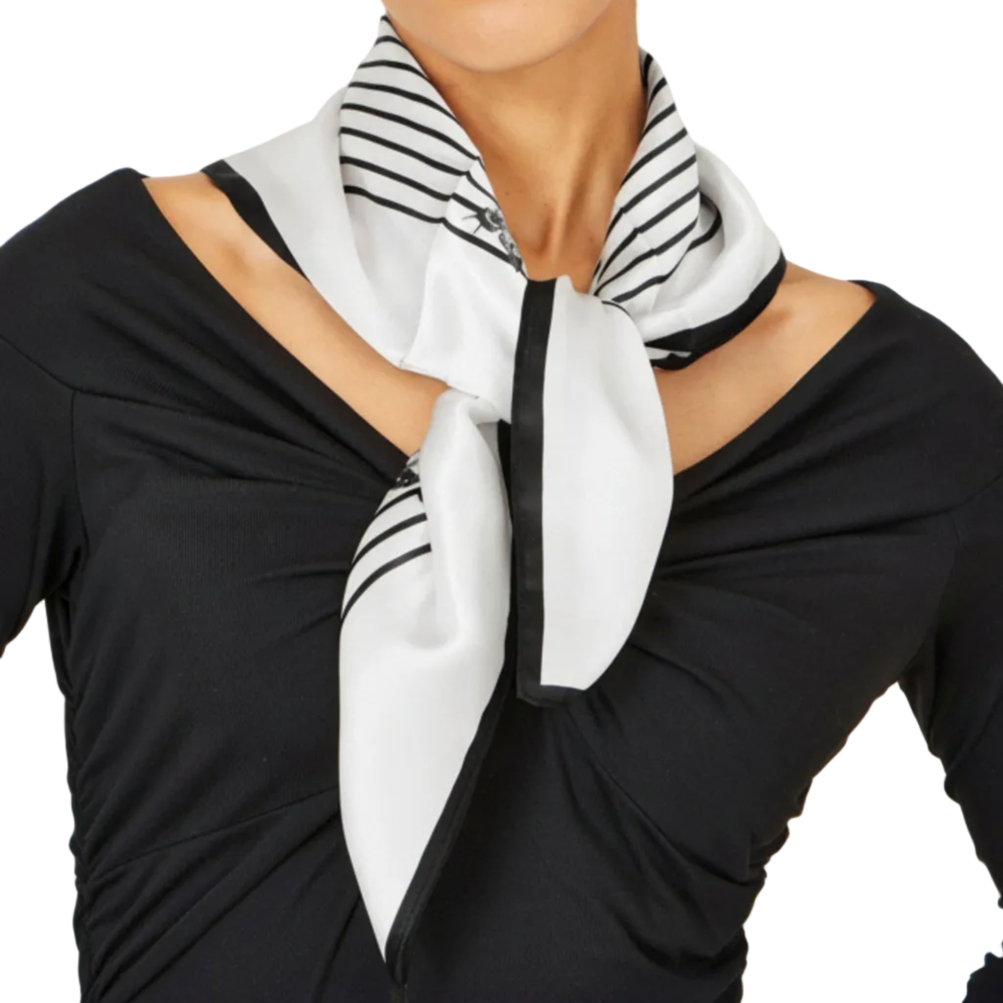 Black and White Silk Scarf Striped Silk Scarf Style