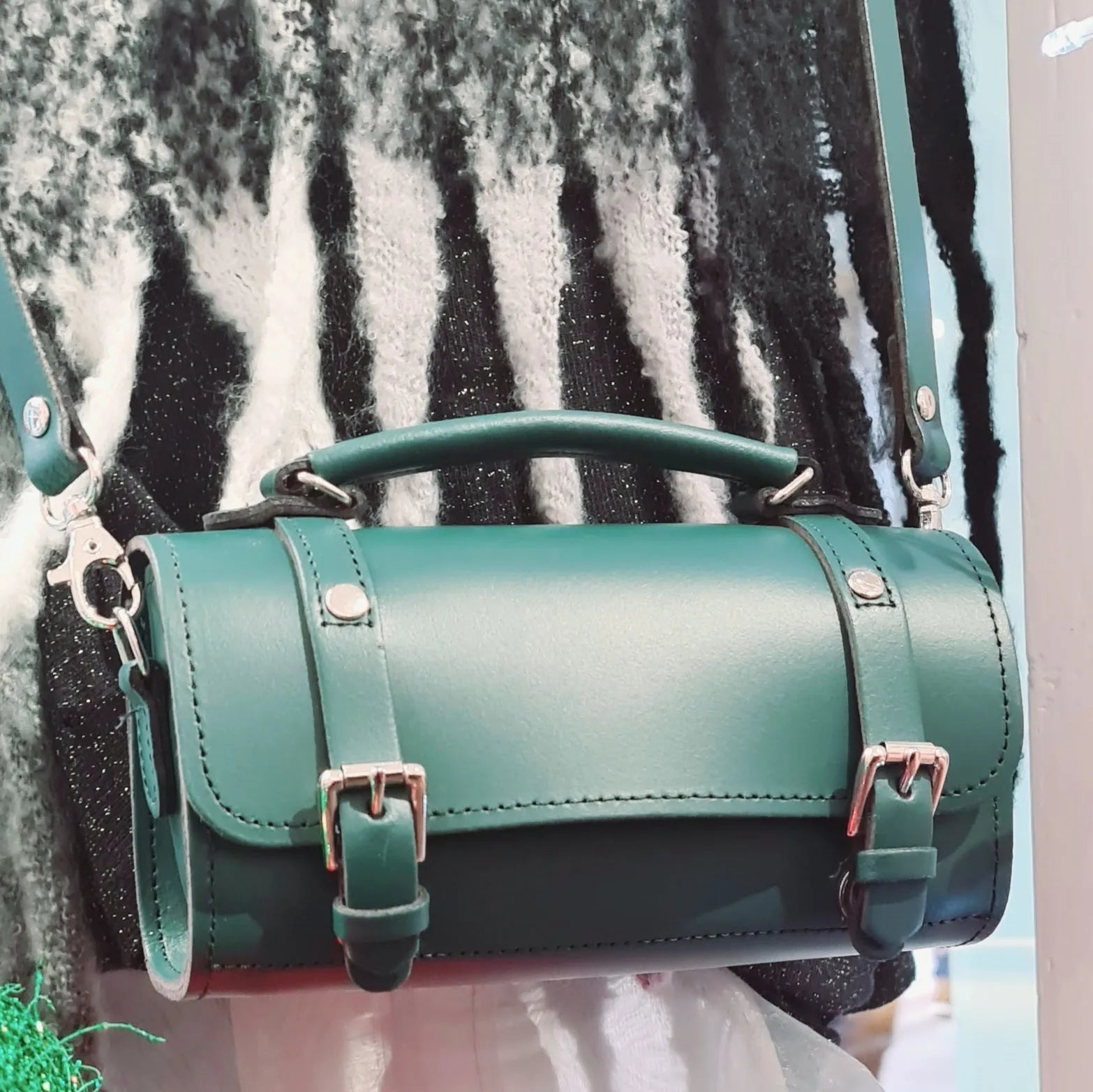 Zatchels Handmade Leather Bowler Bag - Teal Cross Body Bag emmy-jane-boutique.myshopify.com