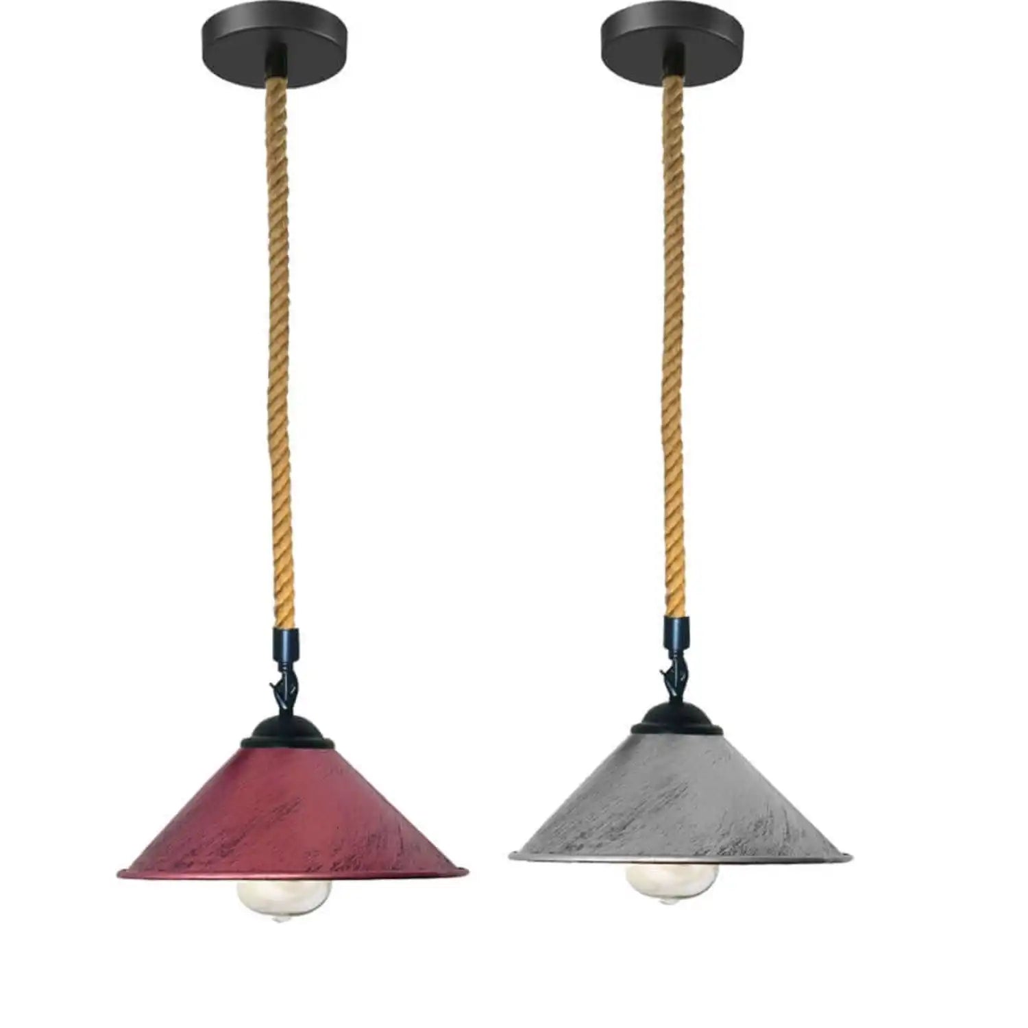 LEDSone Industrial Vintage Metal Pendant Light Holder with Hemp Rope Home & Garden > Lighting > Lighting Fixtures > Ceiling Light Fixtures > Ceiling Lights > Pendant Lights > Hemp Rope Lights emmy-jane-boutique.myshopify.com