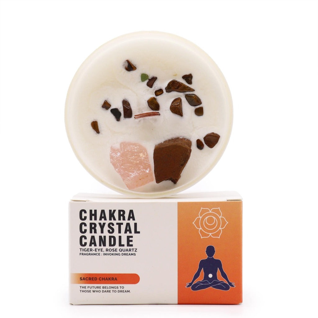 Crystal Candles - Chakra - Scented Soy Wax Jar Candles Infused With Gemstones